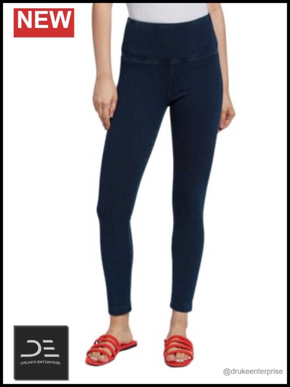 High Waisted Denim Leggings for Women - Stretchy Skinny Jeggings with Tummy